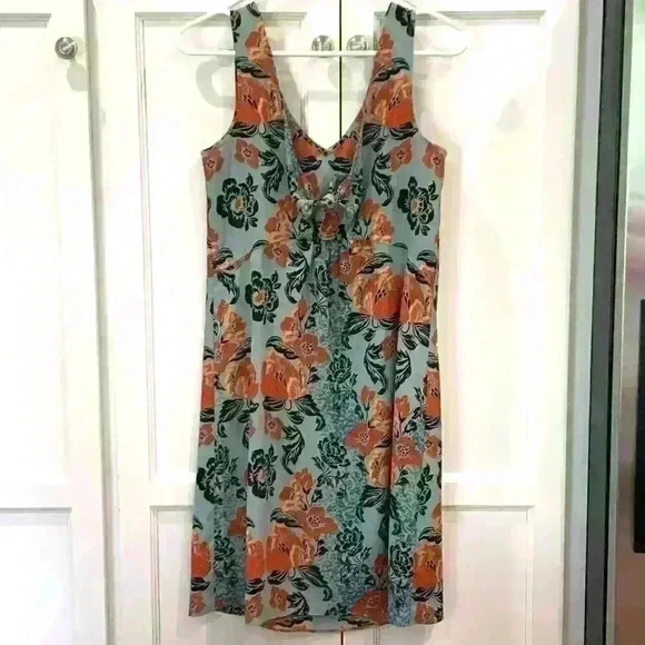 CAbi Dress Womens Small Maya Sleeveless Blue Orange Floral Resort - Picture 4 of 6